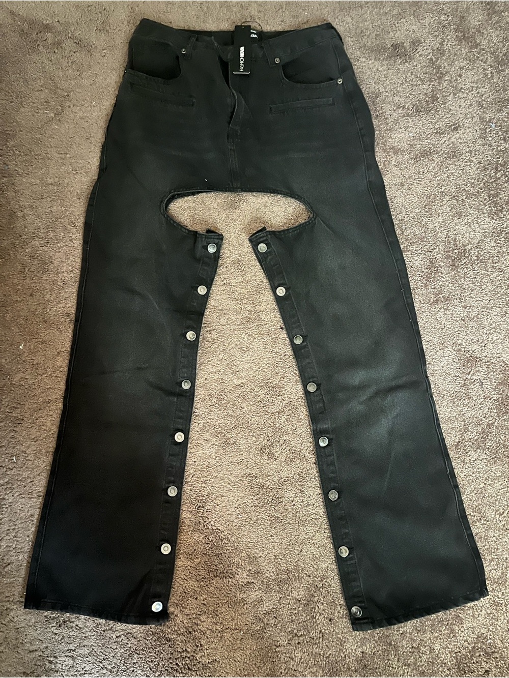 Fashion Nova Women's Black Snap-Front Jeans Sz 11